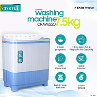 Croma 7.5 kg Semi Automatic Washing Machine, CRAW2223